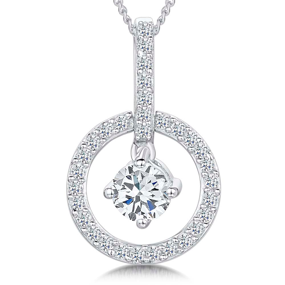 Sterling Silver Suspended Zirconia Pendant