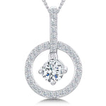 Load image into Gallery viewer, Sterling Silver Suspended Zirconia Pendant
