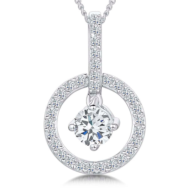 Sterling Silver Suspended Zirconia Pendant