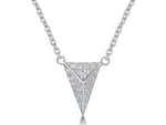 Load image into Gallery viewer, Sterling Silver Pyramid Shaped Pendant On A Fixed Chain With Pave Set Cubic Zirconias
