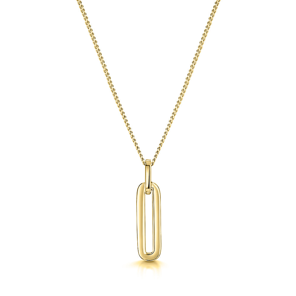 Plain Yellow Gold Paperlink Drop Pendant-JOOLS by Jenny Brown