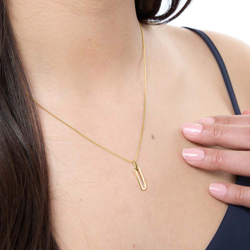 Yellow Gold Paperlink Drop Pendant