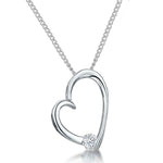 Load image into Gallery viewer, Sterling Silver Small Cubic Zirconia Tipped Heart Pendant
