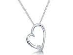 Load image into Gallery viewer, Sterling Silver Small Cubic Zirconia Tipped Heart Pendant
