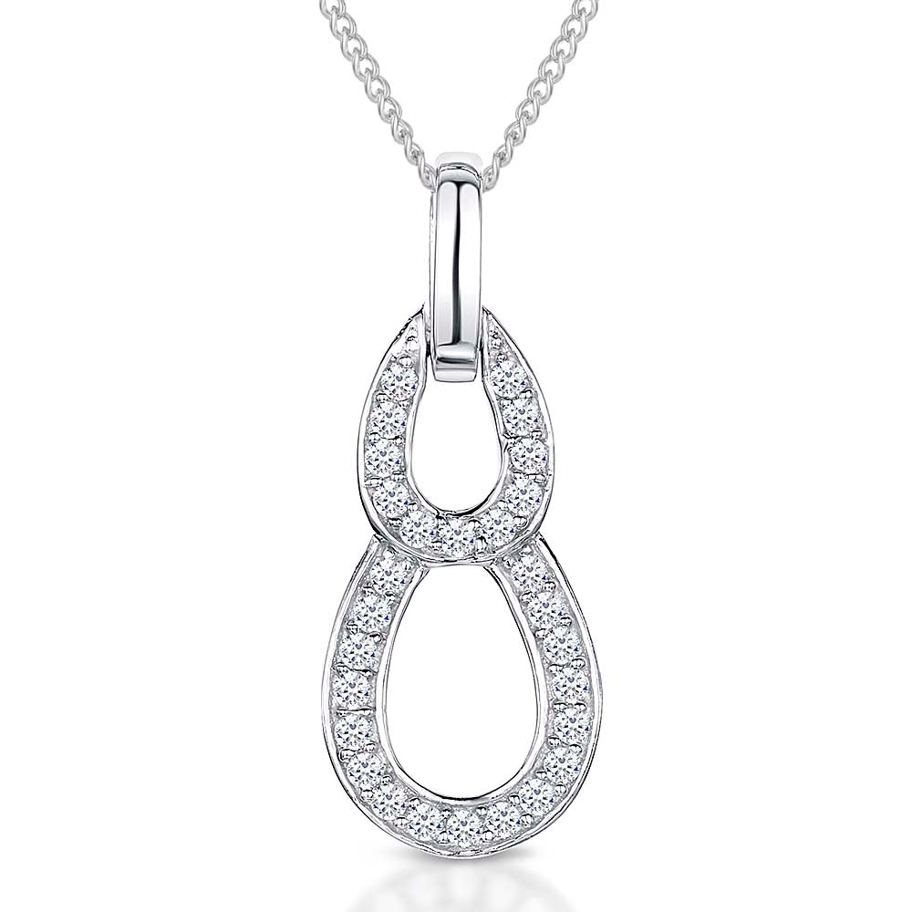 Sterling Silver Pave Set Double Link Pendant