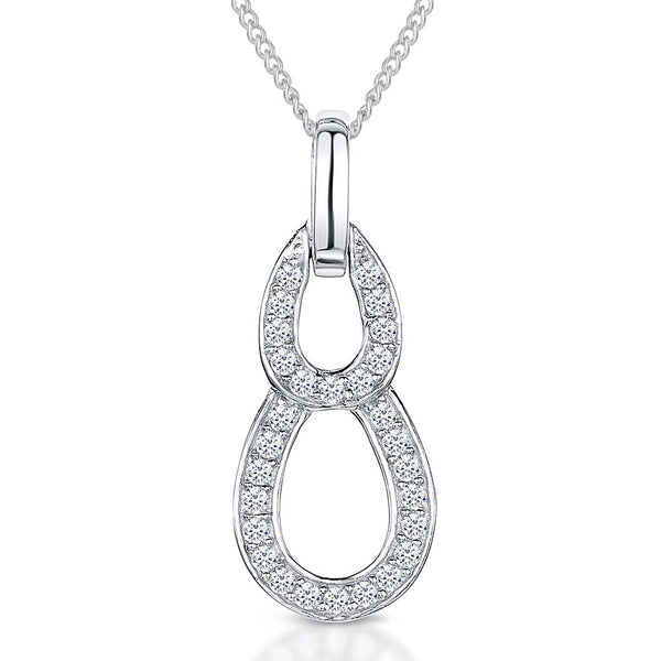 Sterling Silver Pave Set Double Link Pendant