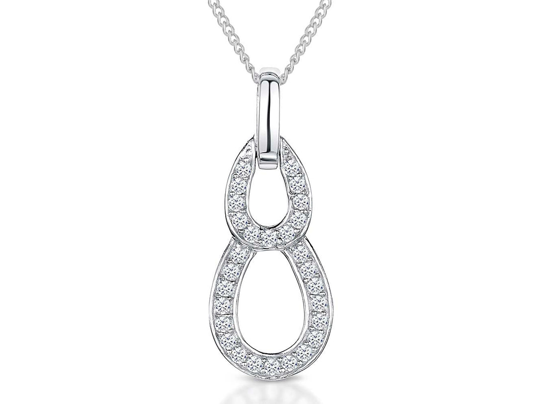 Sterling Silver Pave Set Double Link Pendant