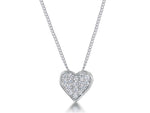 Load image into Gallery viewer, A sterling silver pave set heart-shaped pendant with cubic zirconia stones, attached to a chain-JOOLS by Jenny Brown
