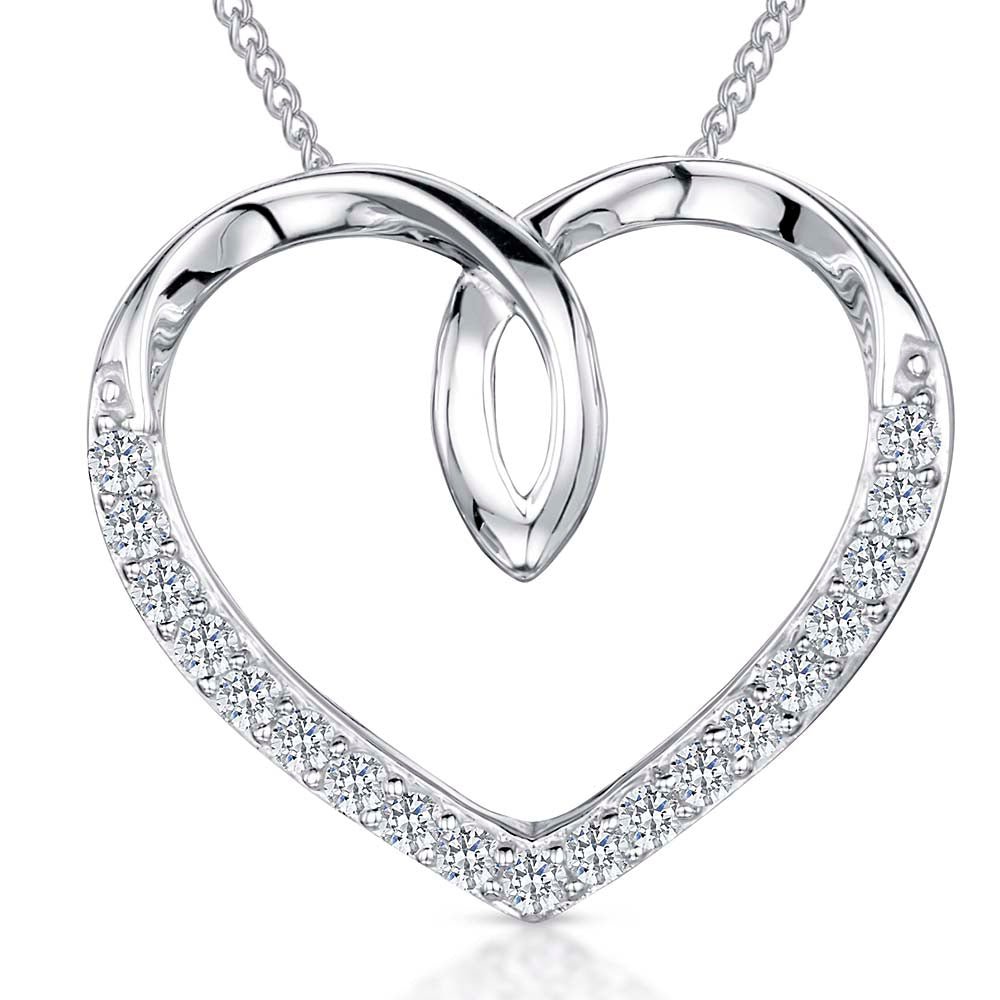 Sterling Silver  Half Set Twist Heart Pendant - JOOLS By Jenny Brown