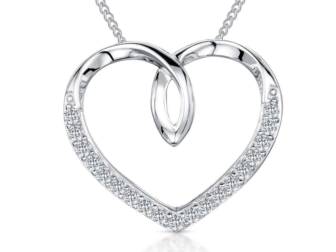 Sterling Silver  Half Set Twist Heart Pendant - JOOLS By Jenny Brown