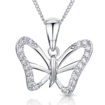 Load image into Gallery viewer, Sterling Silver Open Butterfly Necklace With A Cubic Zirconia Stone Set Surround
