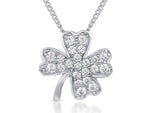 Load image into Gallery viewer, Sterling Silver Cubic Zirconia Four Leaf Clover Pendant
