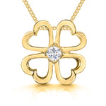 Load image into Gallery viewer, Heart Shape Clover Pendant With Cubic Zirconia Centre
