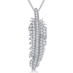 Load image into Gallery viewer, Sterling Silver Feather Pendant Set With Cubic Zirconias
