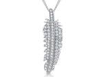 Load image into Gallery viewer, Sterling Silver Feather Pendant Set With Cubic Zirconias
