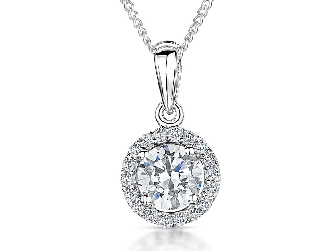 Sterling Silver Halo Pendant With Cubic Zirconias