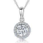 Load image into Gallery viewer, Sterling Silver Halo Pendant With Cubic Zirconias
