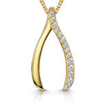 Load image into Gallery viewer, Yellow Gold Wishbone Pendant With Half Pave Cubic Zirconia-JOOLS by Jenny Brown
