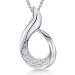 Load image into Gallery viewer, Sterling Silver Open &#39;Flame&#39; Pendant Set with Cubic Zirconias
