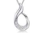 Load image into Gallery viewer, Sterling Silver Open &#39;Flame&#39; Pendant Set with Cubic Zirconias
