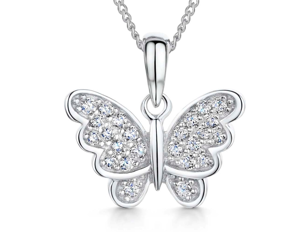 Sterling Silver Butterfly In Flight Necklace