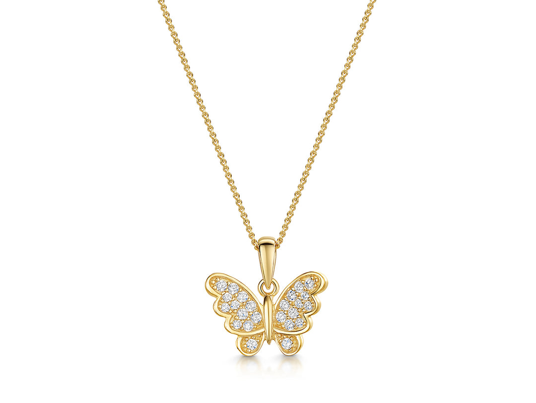 Yellow Gold Butterfly In Flight Necklace-JOOLS by Jenny Brown