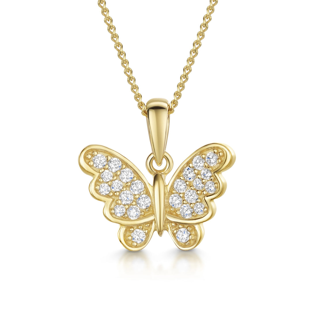 Yellow Gold Butterfly In Flight Necklace-JOOLS by Jenny Brown