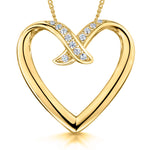 Load image into Gallery viewer, Yellow Gold Overlapping Heart Pendant With Cubic Zirconias
