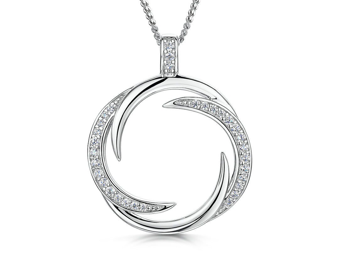 Sterling Silver Cubic Zirconia Overlapping Curl Pendant - JOOLS By Jenny Brown