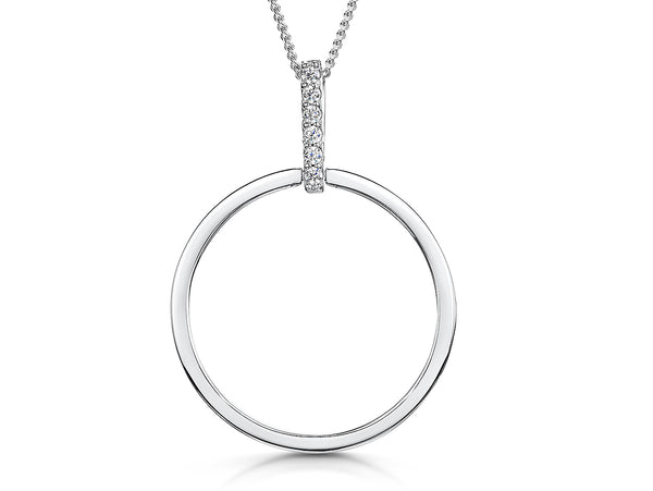 Sterling-Silver-Polished-Open-Circle-Pendant-Set-Featuring-A-White-Zirconia-Set-Bale
