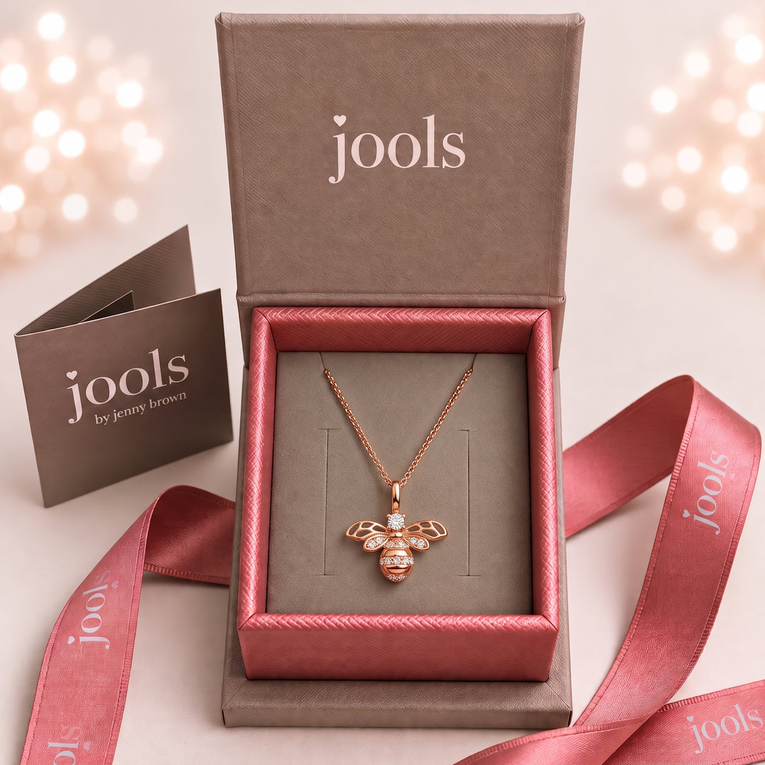 18ct Rose Gold Vermeil Bee Necklace With Cubic Zirconia