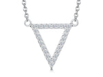 Load image into Gallery viewer, A sterling silver upside down triangle pendant with pave set cubic zirconias on a fixed chain-JOOLS by Jenny Brown
