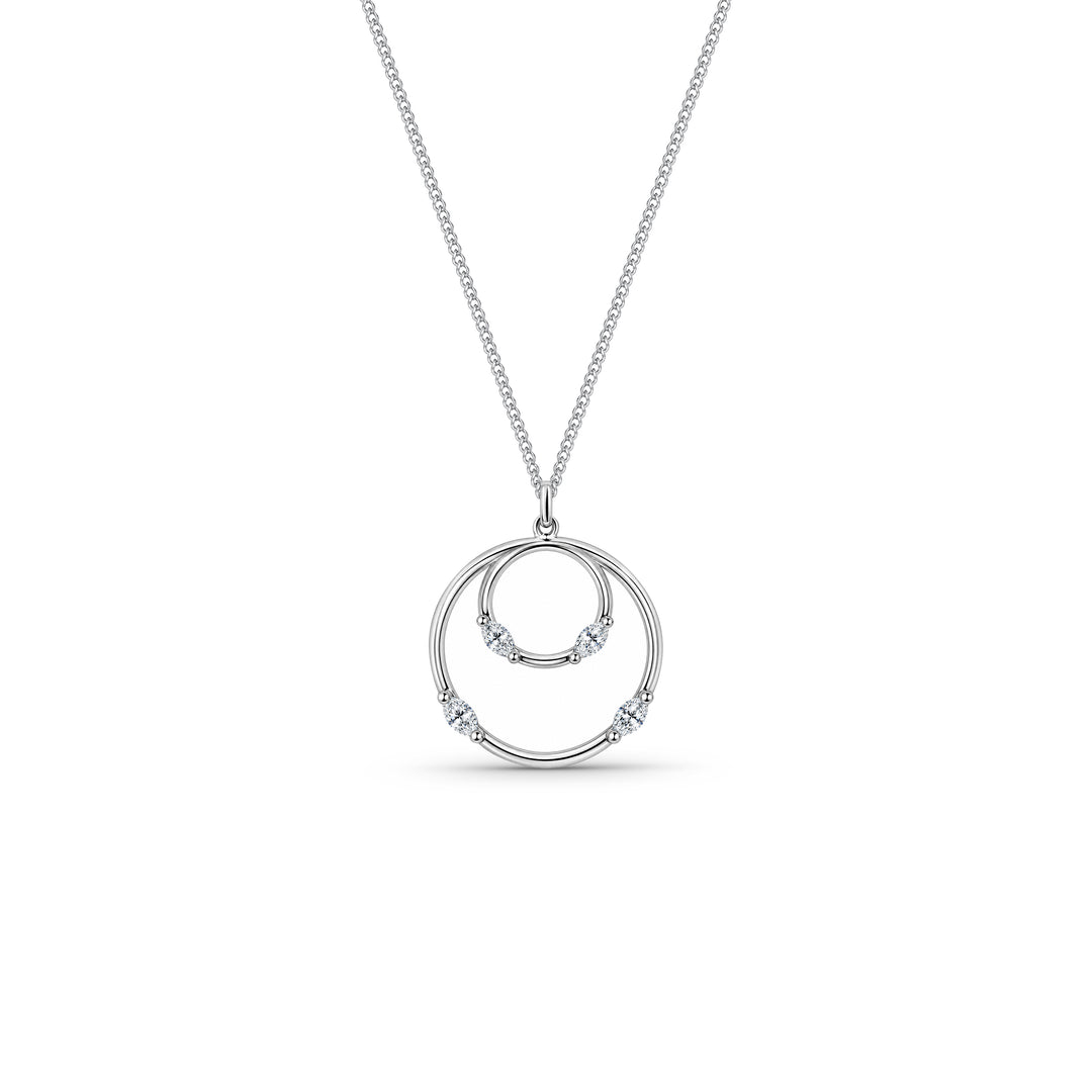 Sterling Silver Silver Circle Pendant With Marquise Zirconia