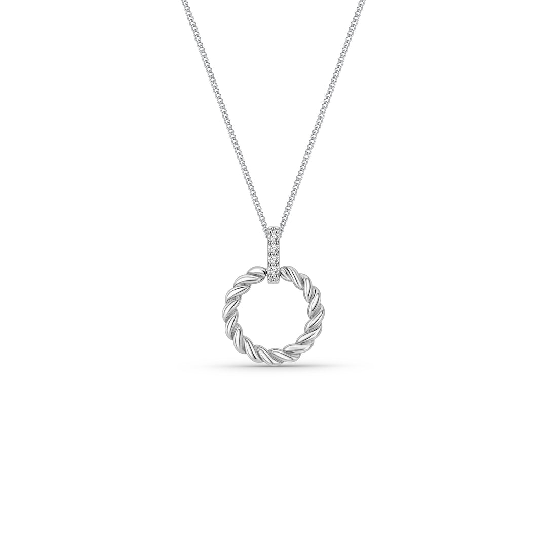 Sterling Silver Rope Twist Pendant With CZ Bale