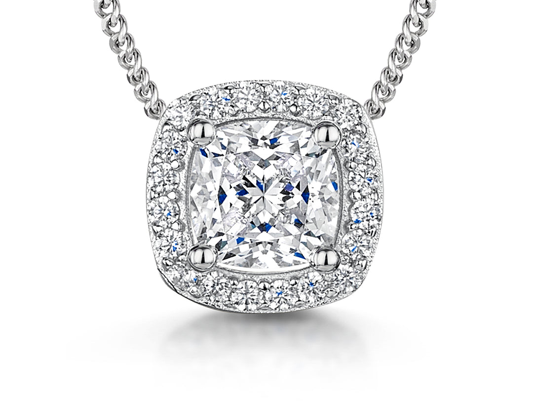 Sterling Silver 1.25ct Halo Pendant