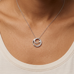 Load image into Gallery viewer, Half Pave Silver Circle Pendant
