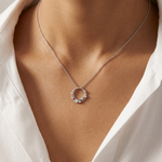Load image into Gallery viewer, Silver Circle Pendant With Scattered Bubble CZs
