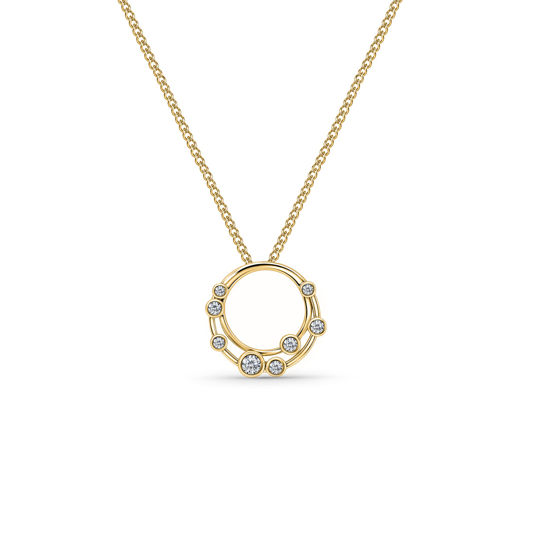 18ct Gold Vermeil Circle Pendant With Scattered Bubble CZs