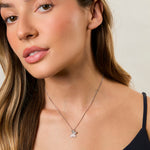 Load image into Gallery viewer, A sterling silver necklace with a small pave set butterfly pendant made of cubic zirconia stones-JOOLS by Jenny Brown
