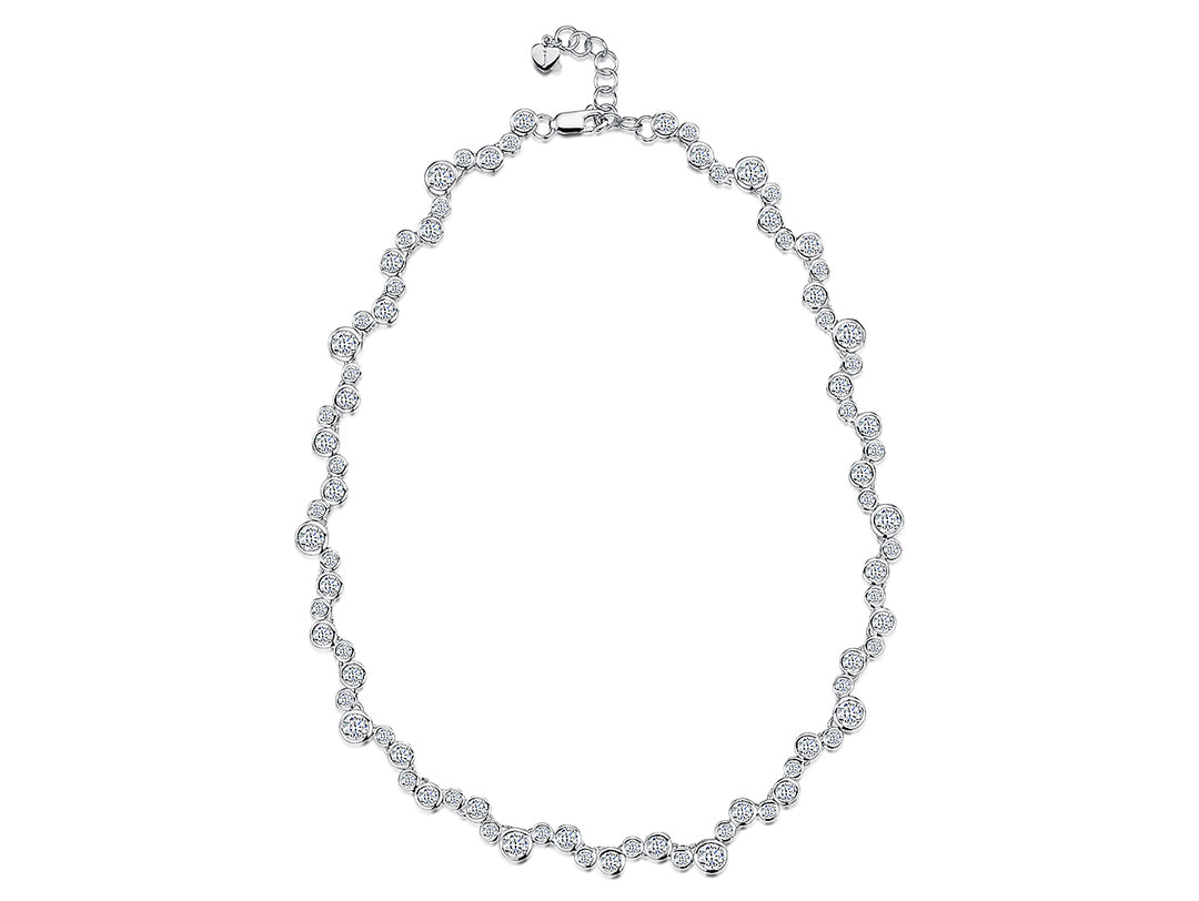 Sterling Silver Cubic Zirconia Bubble Full Necklace-JOOLS by Jenny Brown