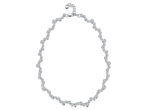 Sterling Silver Cubic Zirconia Bubble Full Necklace-JOOLS by Jenny Brown