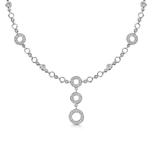 Sterling  Silver Full Necklace With Three Circle Drops -JOOLS by Jenny Brown