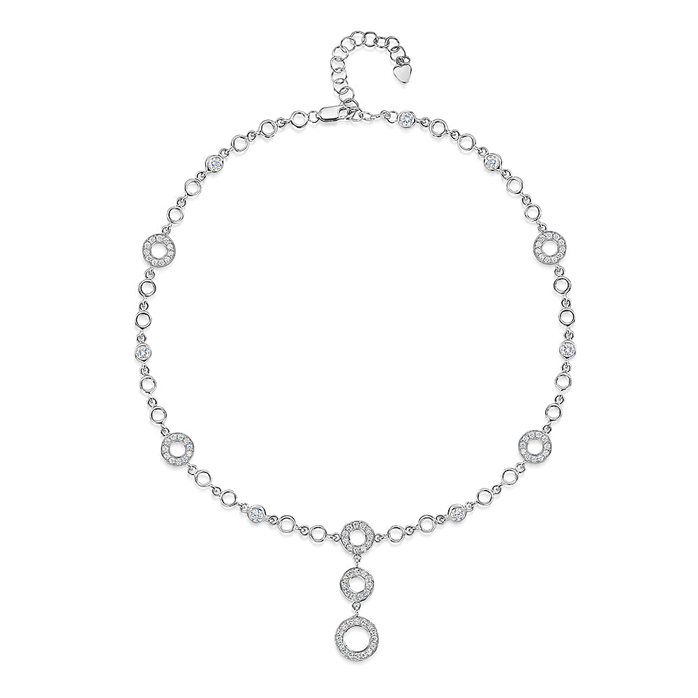 Sterling  Silver Full Necklace With Three Circle Drops -JOOLS by Jenny Brown