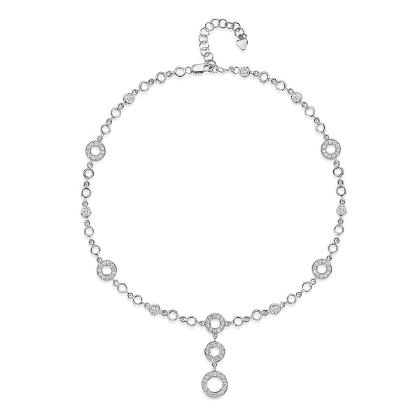 Sterling  Silver Full Necklace With Three Circle Drops -JOOLS by Jenny Brown