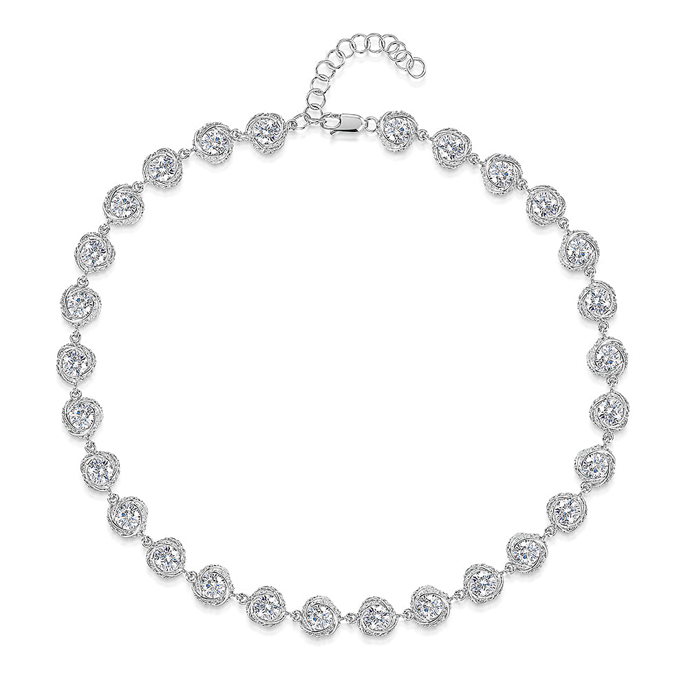 Sterling Silver Solitaire Swirl  Full Necklace