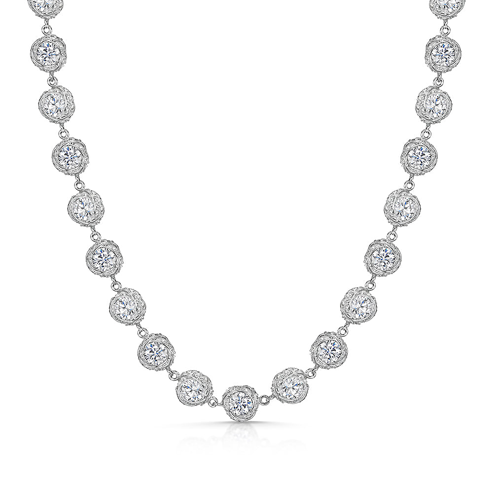 Sterling Silver Solitaire Swirl  Full Necklace