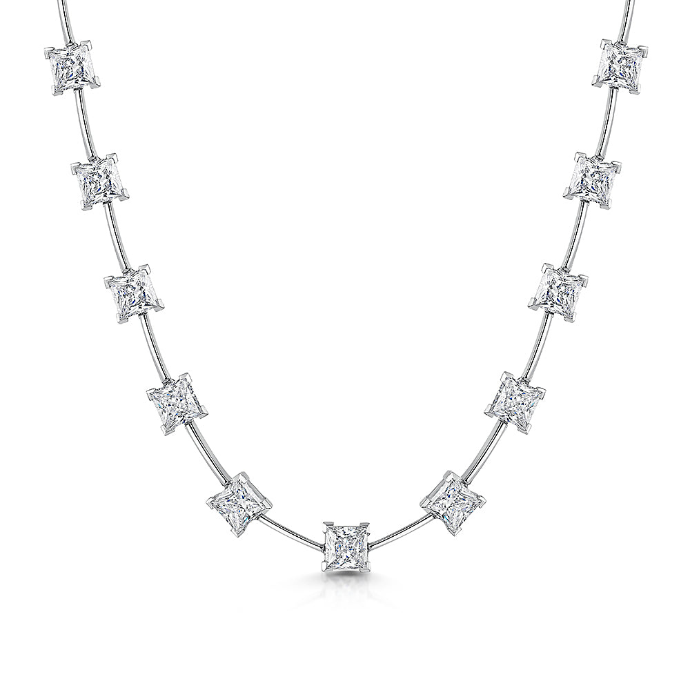 Sterling Silver Full Necklace With Princess Cut Cubic Zirconias
-JOOLS by Jenny Brown