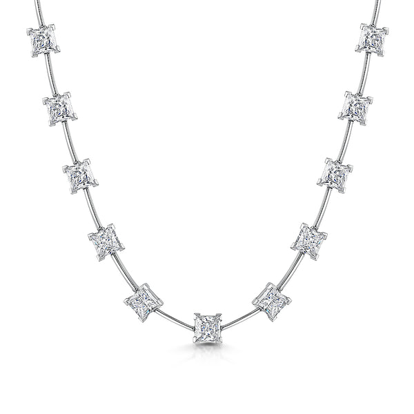 Sterling Silver Full Necklace With Princess Cut Cubic Zirconias
-JOOLS by Jenny Brown