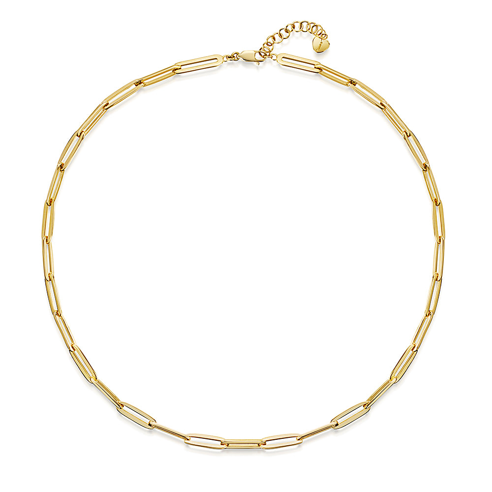 Yellow Gold Full Paperlink Necklace-JOOLS by Jenny Brown