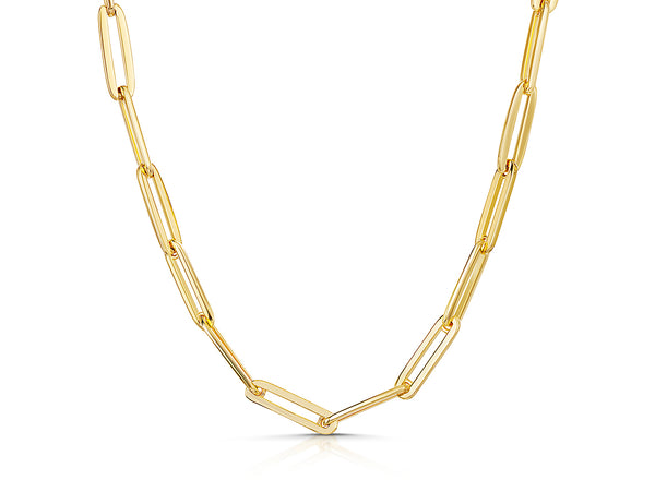 A yellow gold full paper link necklace with a 3cm extension chain-JOOLS by Jenny Brown